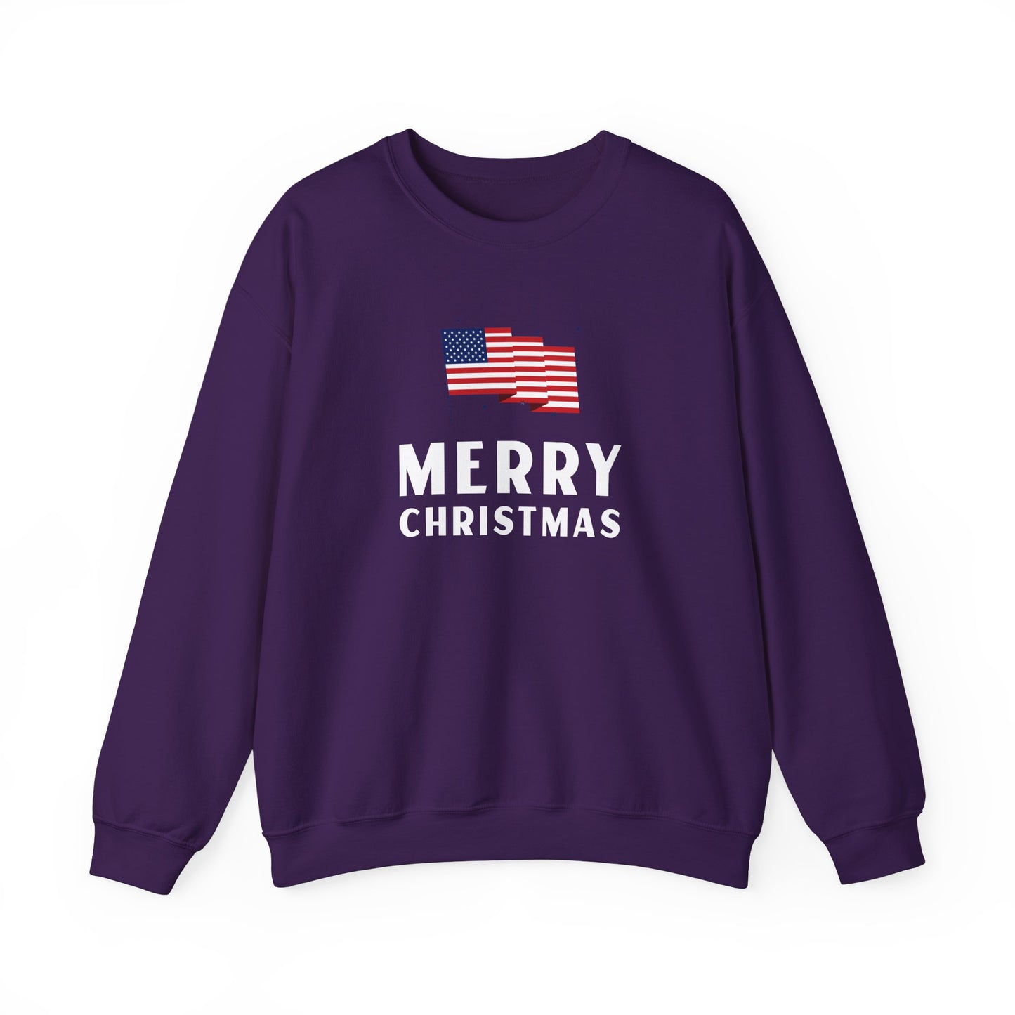 Adult Sweatshirt Merry Christmas American Flag