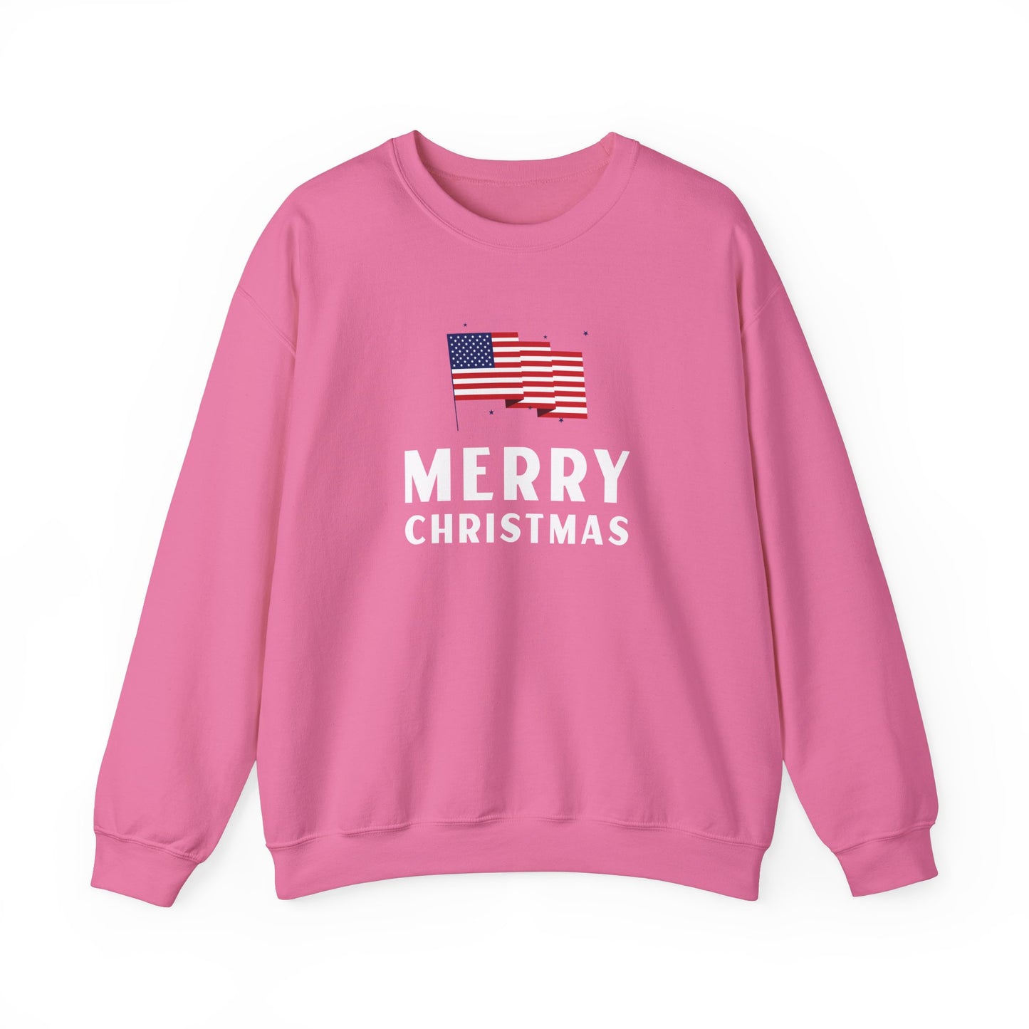 Adult Sweatshirt Merry Christmas American Flag