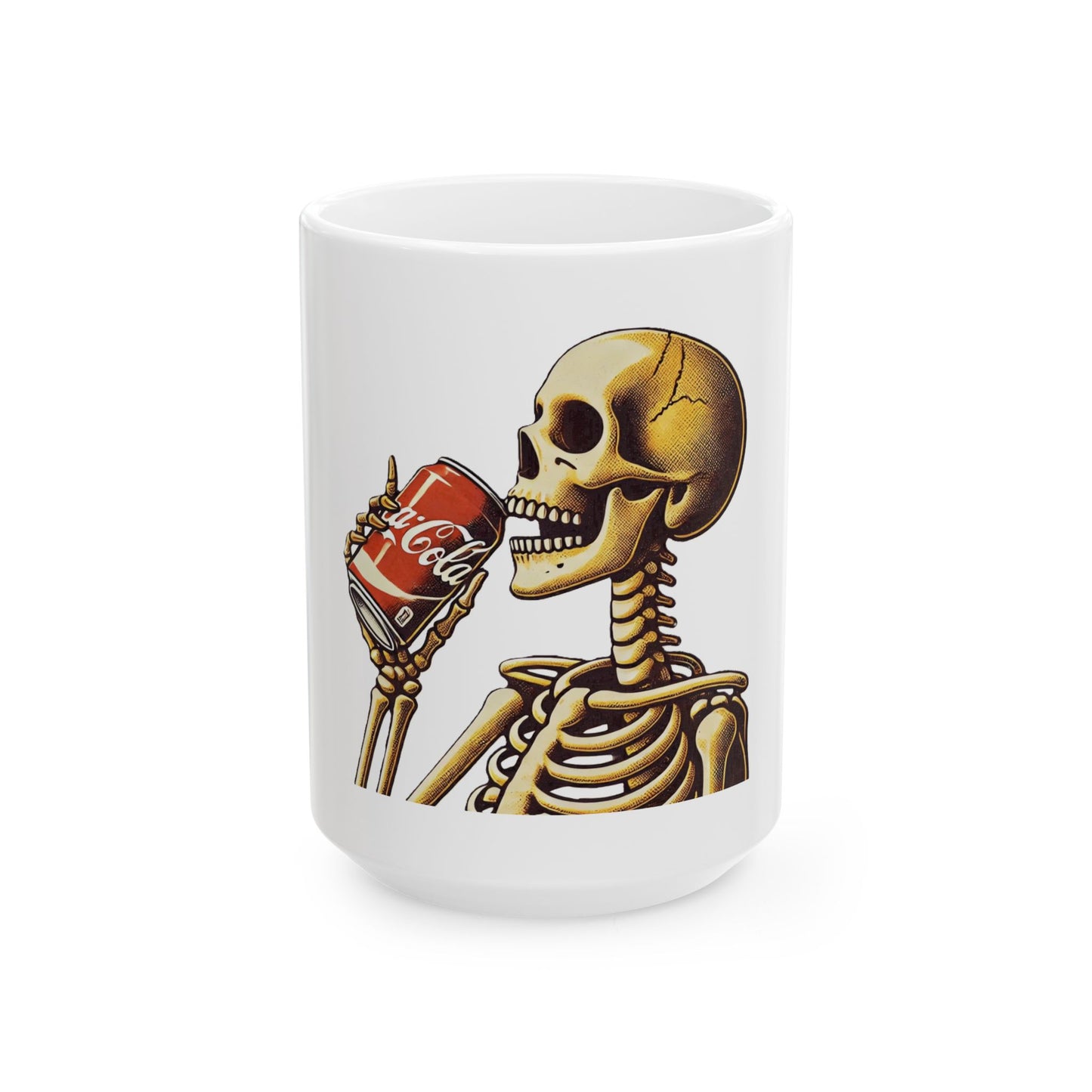 Skeleton Drinking A Coke Ceramic Mug 11oz or 15oz