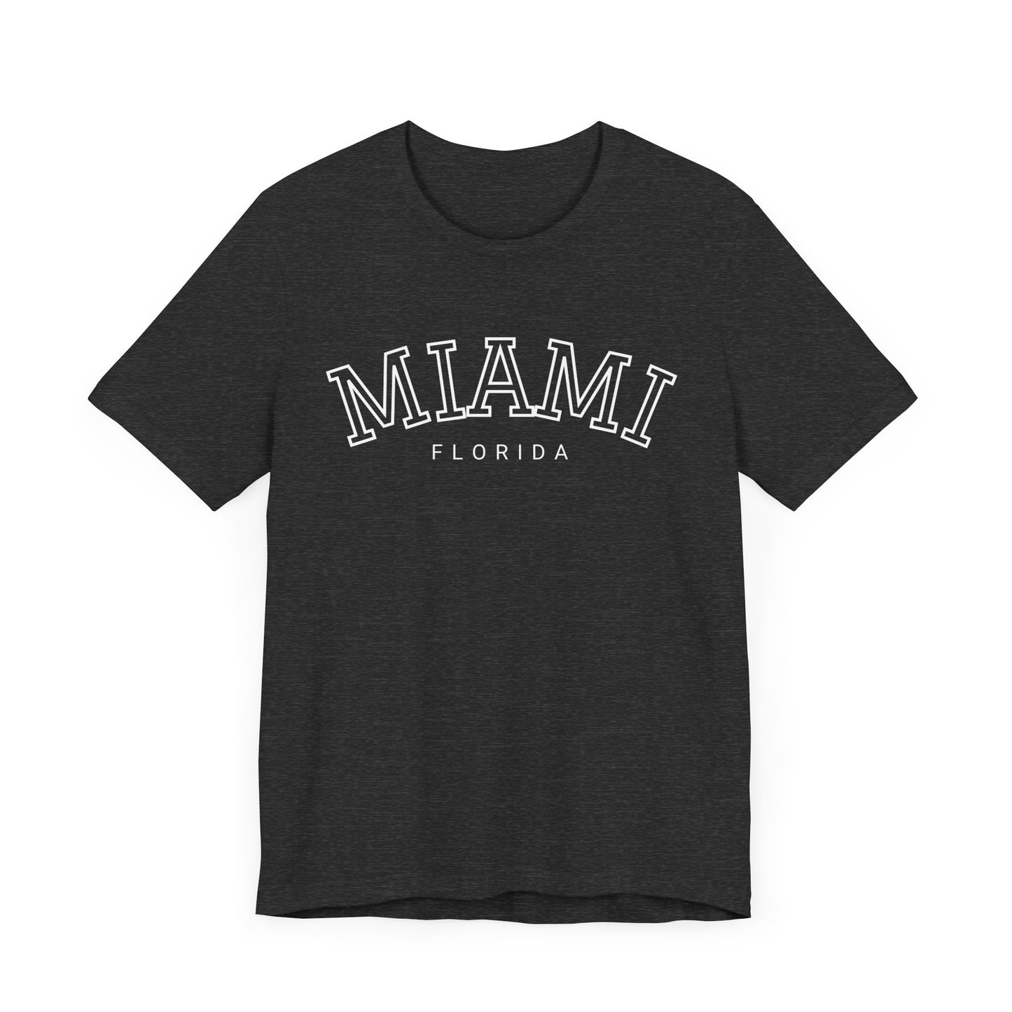 Vintage Miami Florida Graphic Tee, Unisex Jersey Short Sleeve T-Shirt, Letter Print Tops, Retro Souvenir Shirt, Beach Vacation Clothing