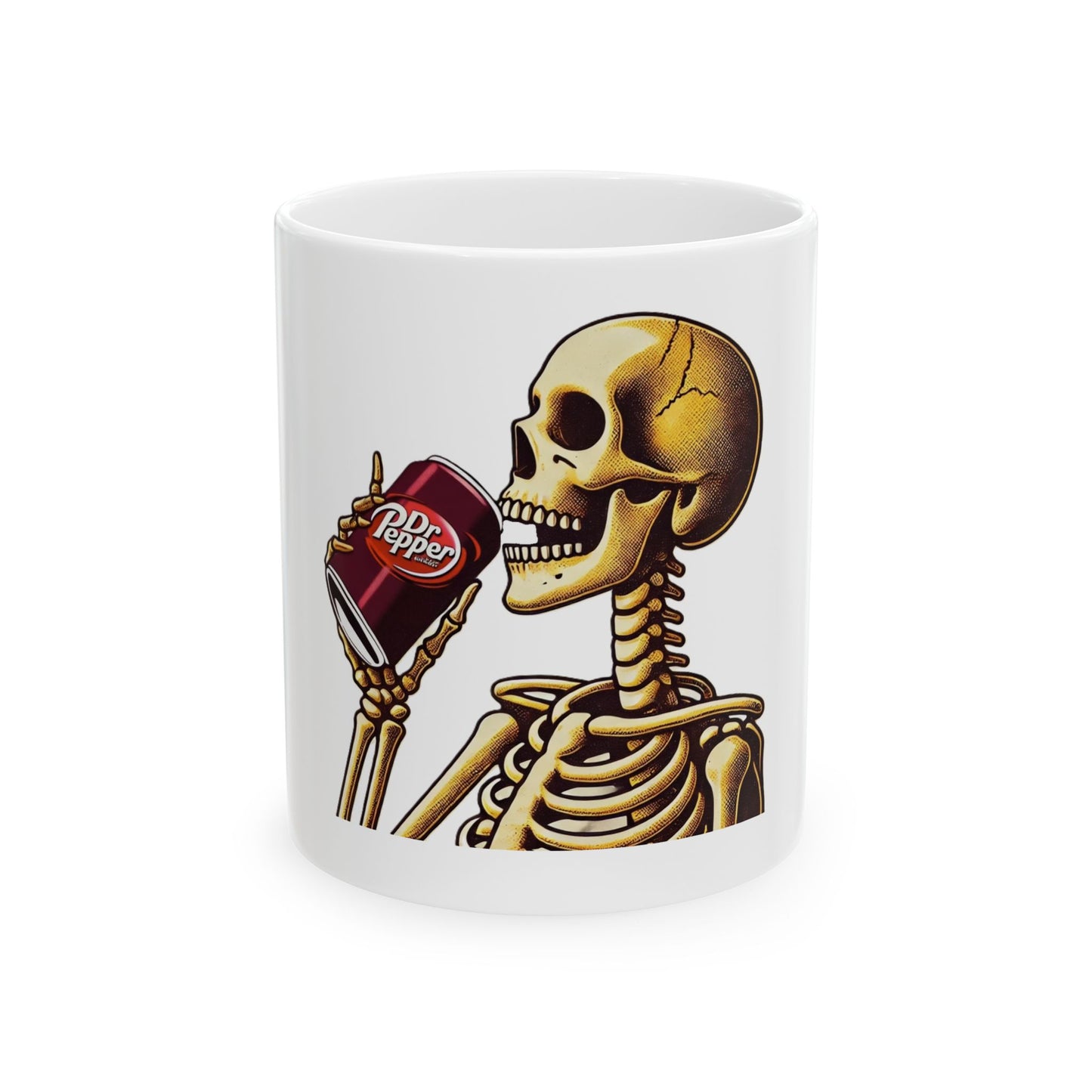 Skeleton Drinking A Dr Pepper Ceramic Mug 11oz or 15oz