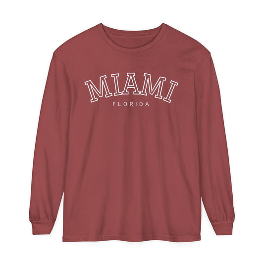 Adult Long Sleeve Tee Vintage Miami Florida Graphic