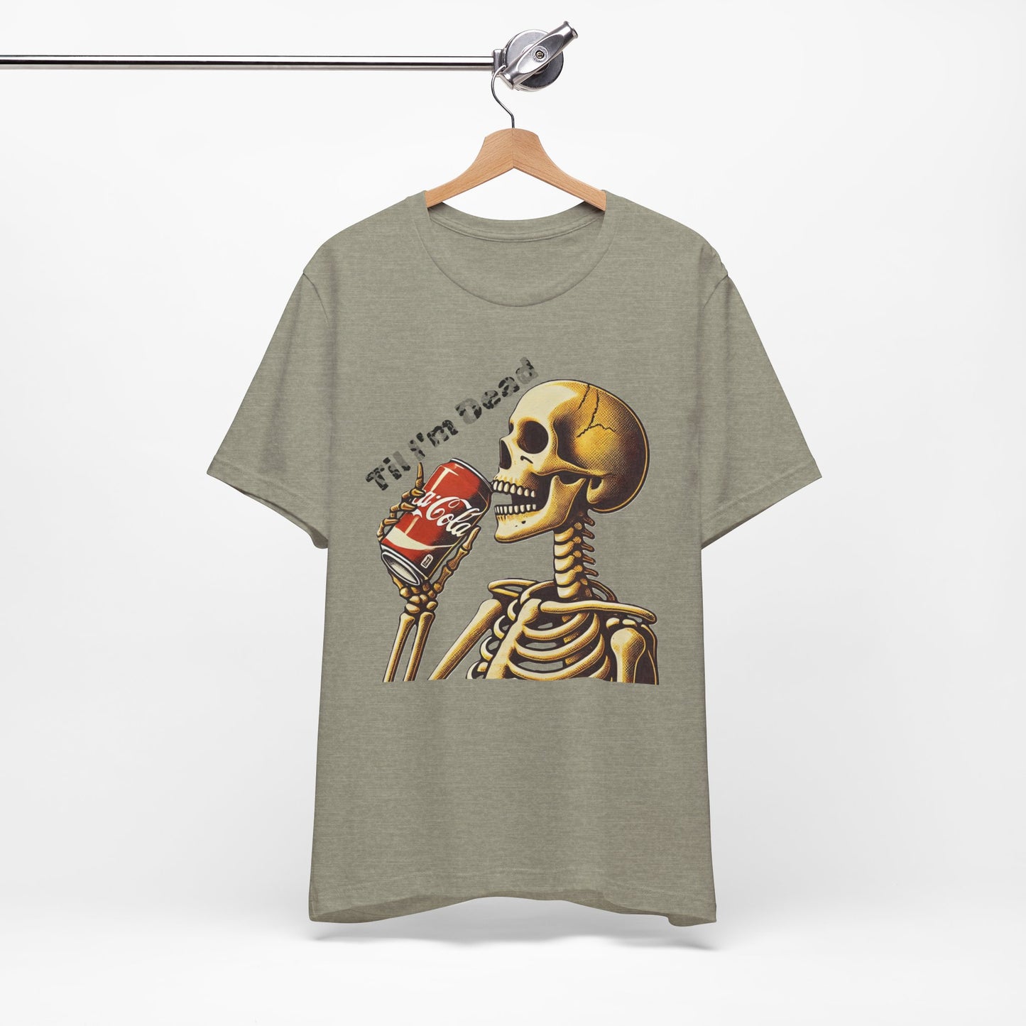 Skeleton Drinking a Coke Halloween TShirt, Funny Unisex Tee, Spooky Til I'm Dead Shirt, Costume Party Top, Scary Graphic Apparel