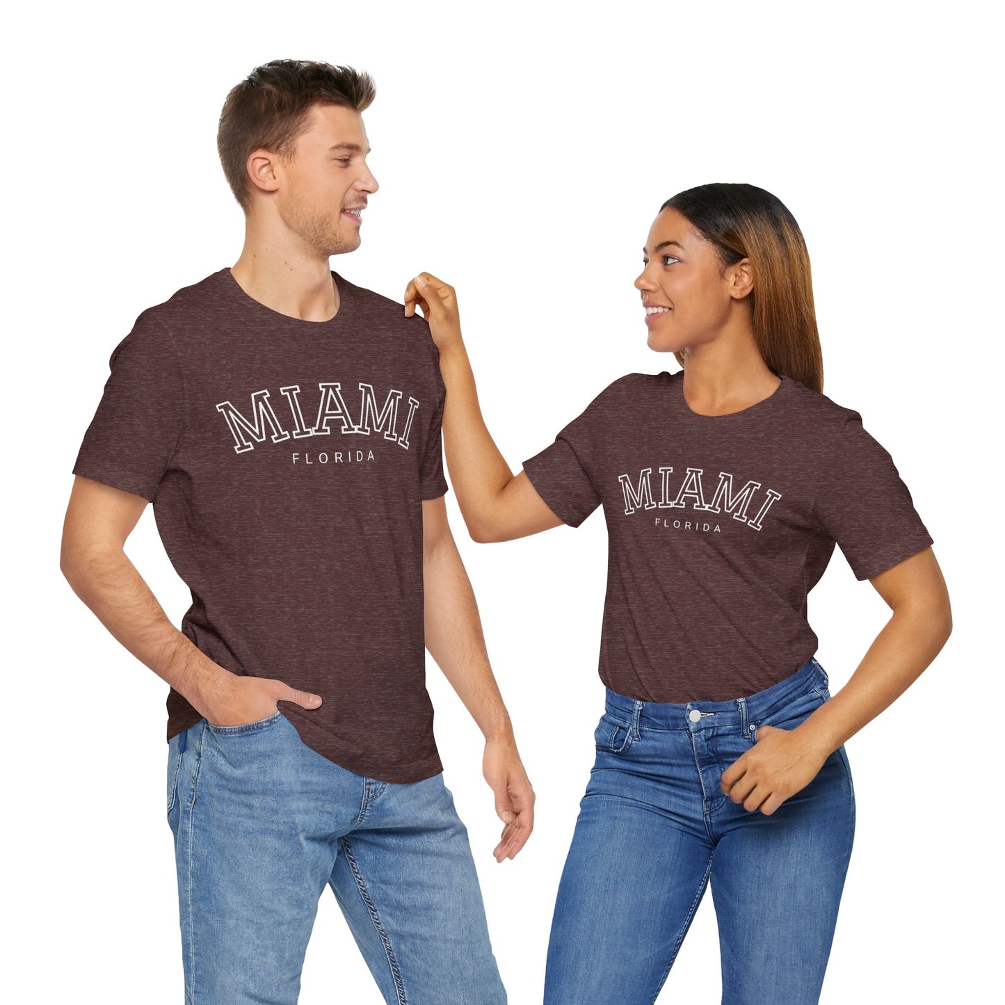 Vintage Miami Florida Graphic Tee, Unisex Jersey Short Sleeve T-Shirt, Letter Print Tops, Retro Souvenir Shirt, Beach Vacation Clothing