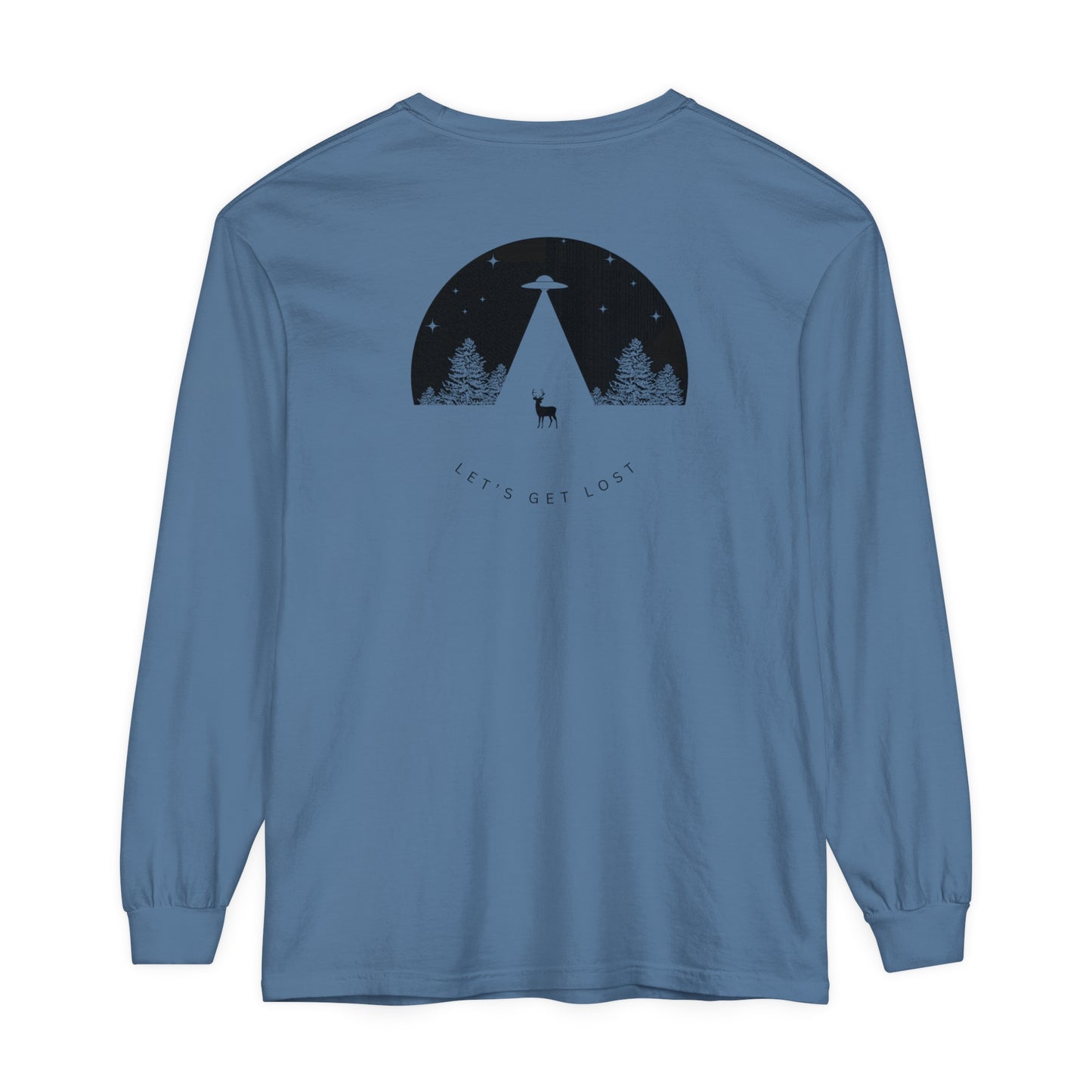 Adult Long Sleeve Tee Let's Get Lost UFO In The Woods in Comfort Colors