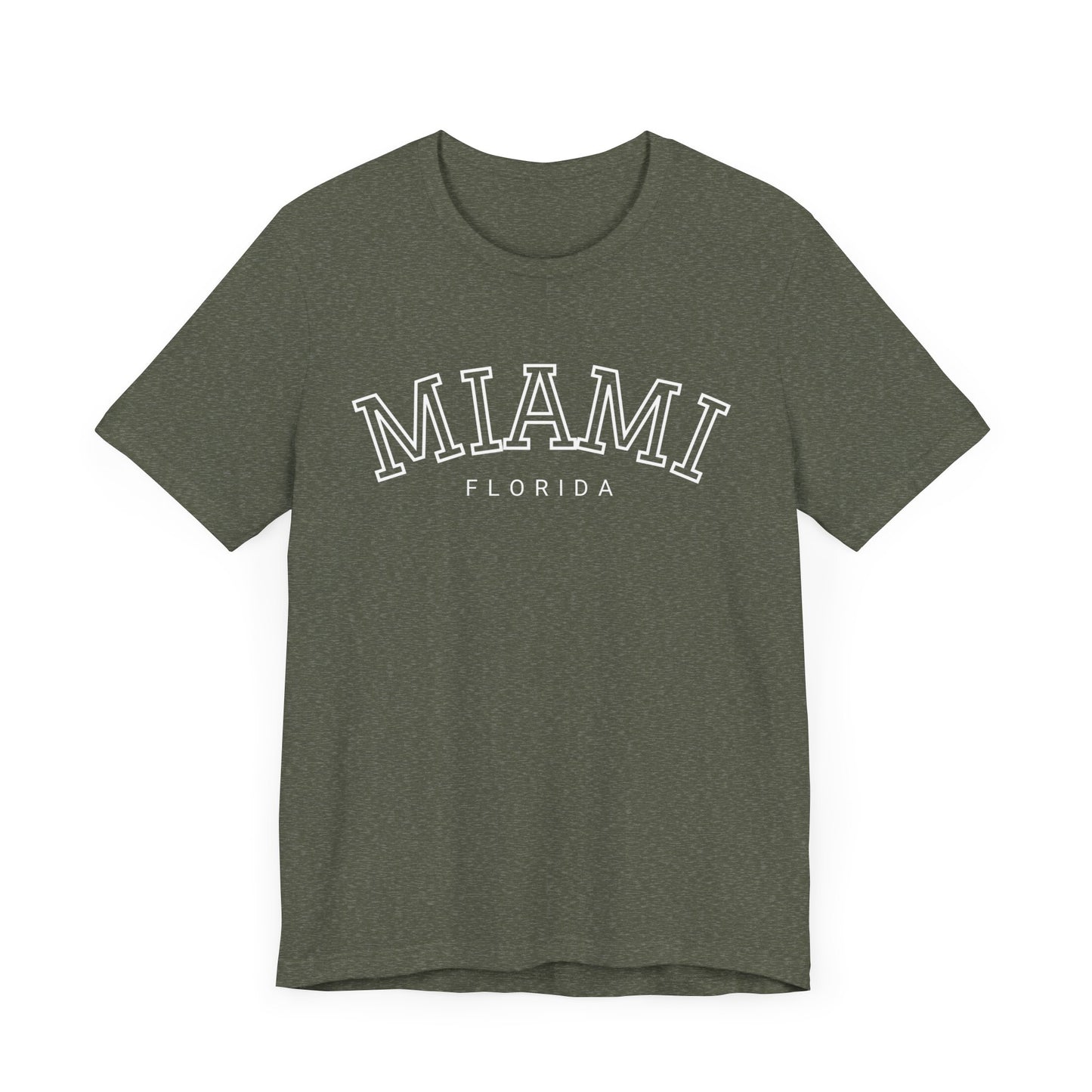 Vintage Miami Florida Graphic Tee, Unisex Jersey Short Sleeve T-Shirt, Letter Print Tops, Retro Souvenir Shirt, Beach Vacation Clothing