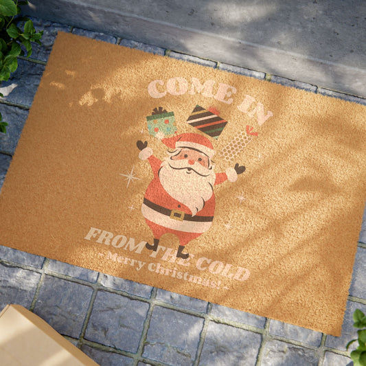 Come In From The Cold Merry Christmas Santa Doormat, Festive Entry Rug, Winter Welcome Home Decor, Seasonal Housewarming Gift