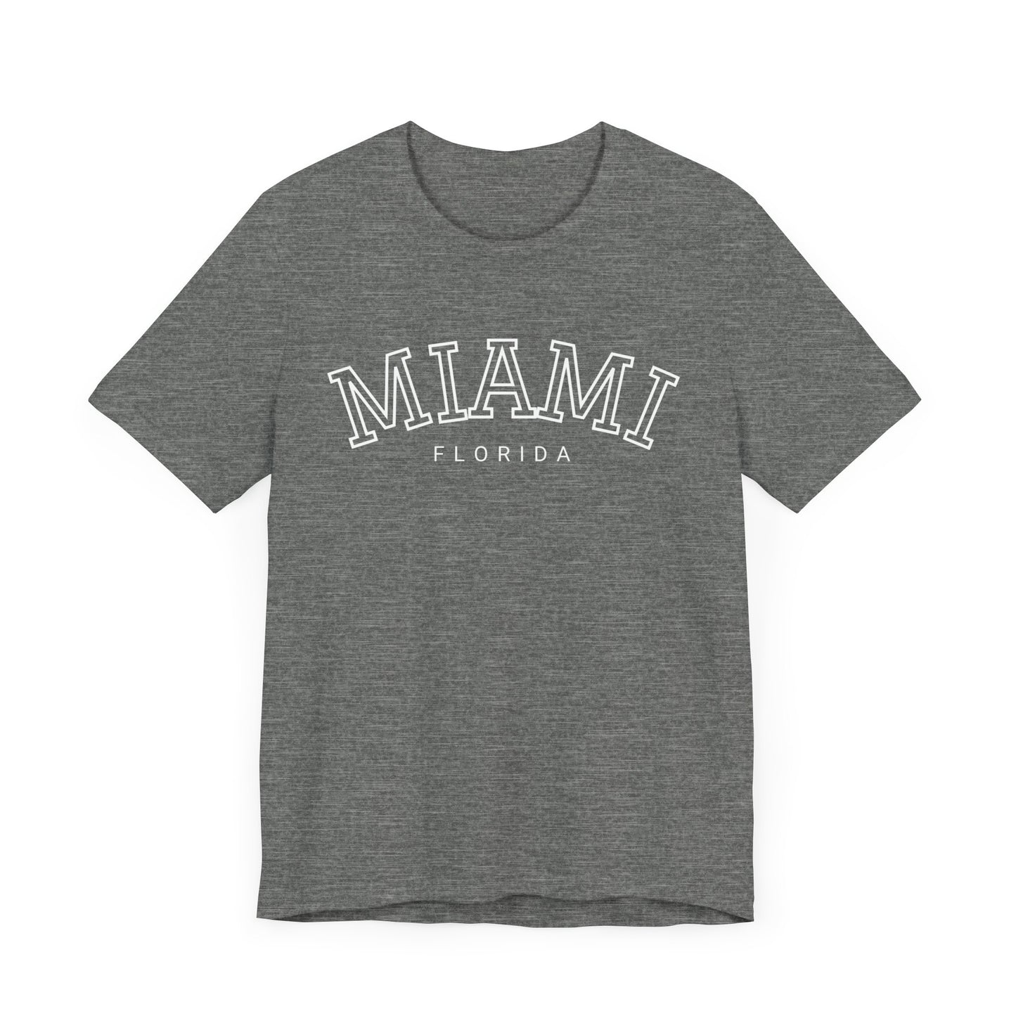 Vintage Miami Florida Graphic Tee, Unisex Jersey Short Sleeve T-Shirt, Letter Print Tops, Retro Souvenir Shirt, Beach Vacation Clothing