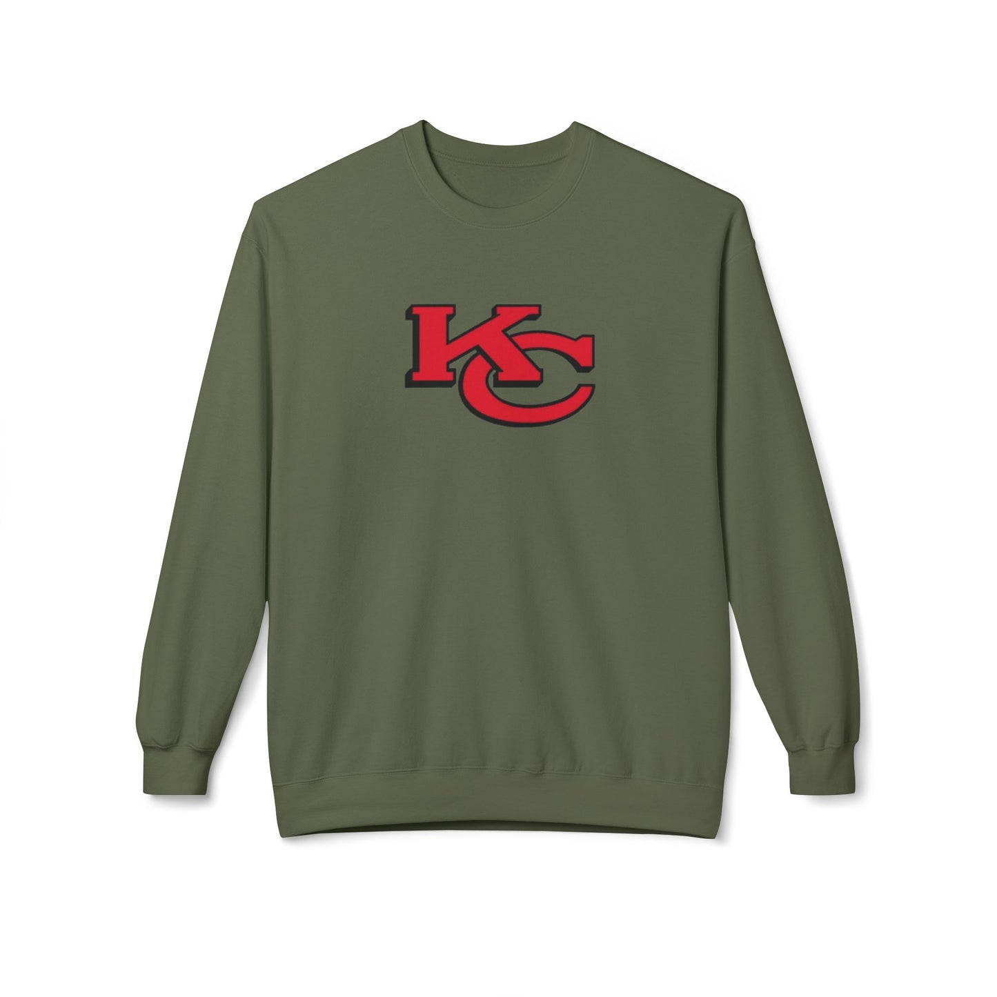 Kansas City KC Overlapping Graphic Print Midweight Softstyle Fleece Crewneck Sweatshirt