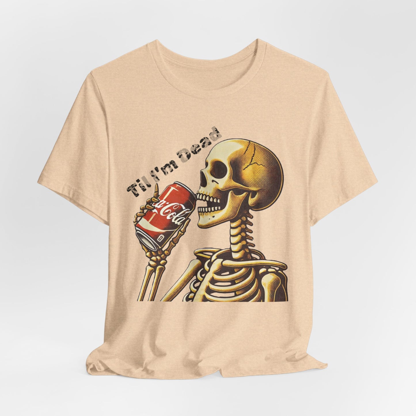 Skeleton Drinking a Coke Halloween TShirt, Funny Unisex Tee, Spooky Til I'm Dead Shirt, Costume Party Top, Scary Graphic Apparel