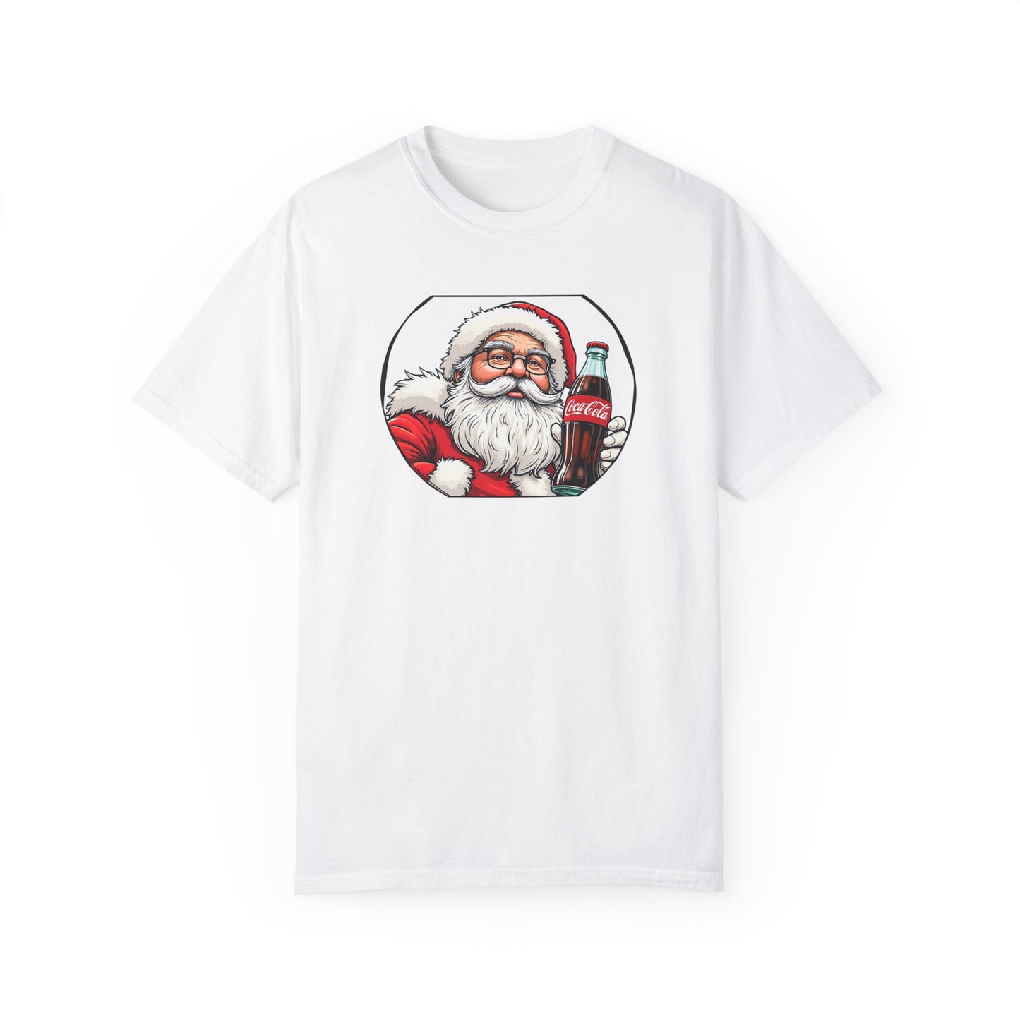 Adult Short Sleeve Tee Christmas Santa Drinking a Coke