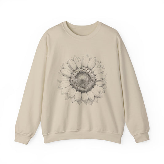 Vintage Drawn Sunflower Sweatshirt, Floral Crewneck Jumper, Retro Flower Pullover, Cozy Floral Sweater