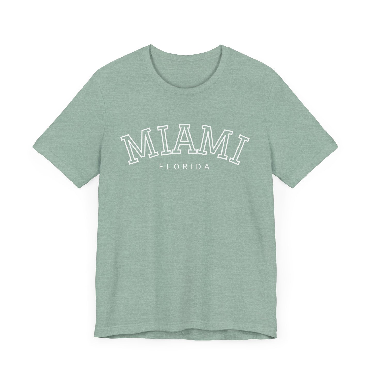 Vintage Miami Florida Graphic Tee, Unisex Jersey Short Sleeve T-Shirt, Letter Print Tops, Retro Souvenir Shirt, Beach Vacation Clothing