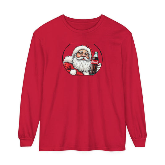 Adult Long Sleeve Tee Santa Drinking a Coke