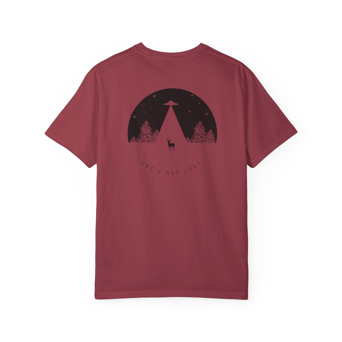 Adult Short Sleeve Tee Let's Get Lost UFO In The Woods in Comfort Colors