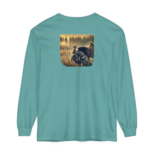 Adult Long Sleeve Tee Turkey In A Field by Southern Ridge Clothing Co