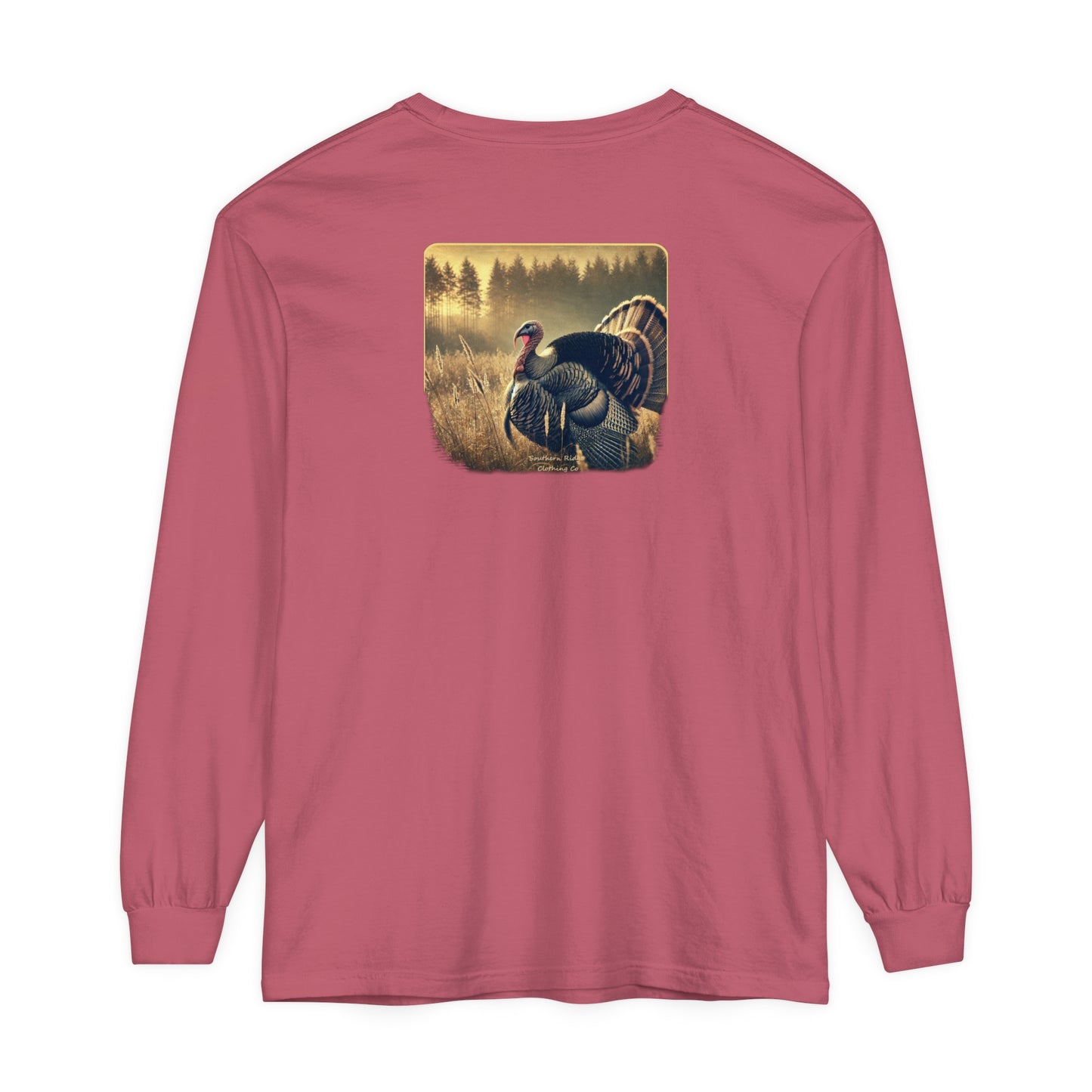 Adult Long Sleeve Tee Turkey In A Field by Southern Ridge Clothing Co