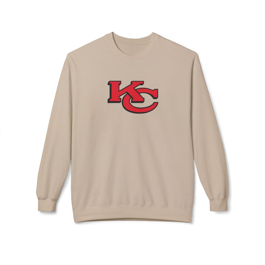 Kansas City KC Overlapping Graphic Print Midweight Softstyle Fleece Crewneck Sweatshirt