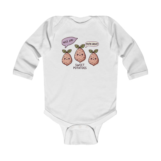 Funny and Sweet Potatoes Long Sleeve Bodysuit, Baby Toddler Romper, Adorable Vegetables Outfit, Cute Potato Jumpsuit, Sweet Potato Baby