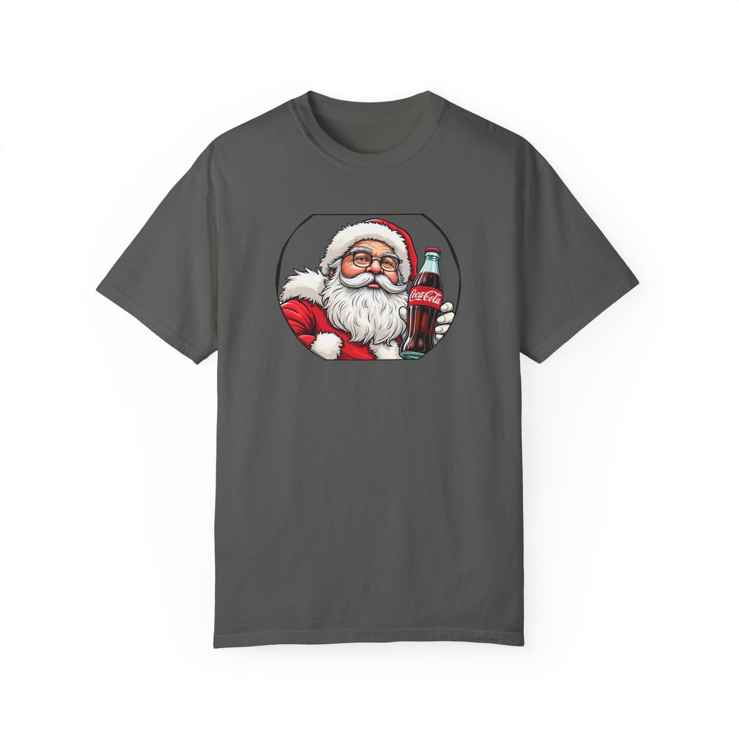 Adult Short Sleeve Tee Christmas Santa Drinking a Coke