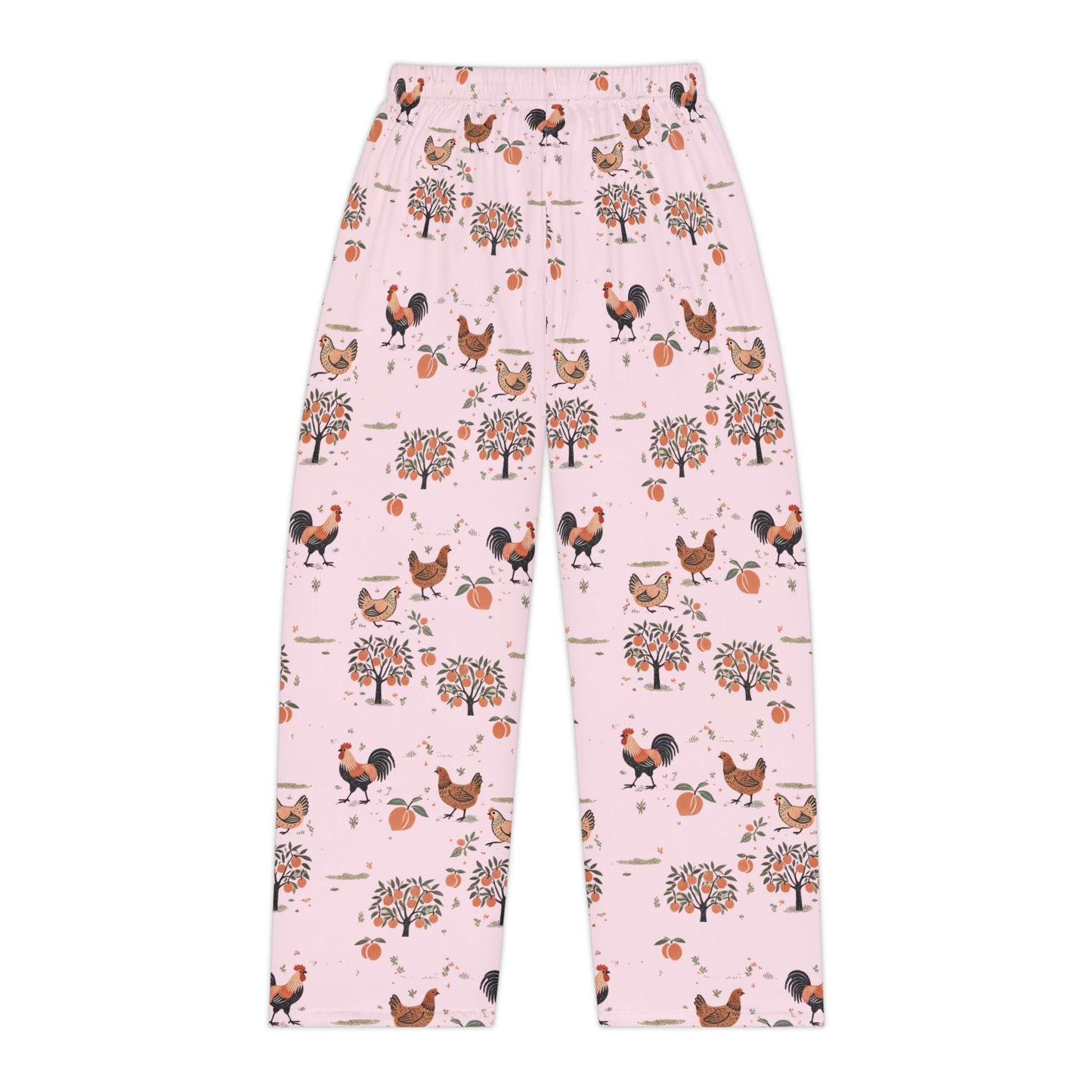 Chickens and Peaches Women's Pajama Pants - Cute Animal Print Sleepwear, Farmhouse Style Lounge Bottoms, Comfy Nightwear, Chicken Lover