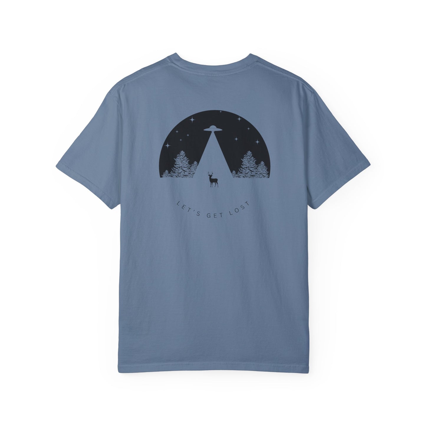 Adult Short Sleeve Tee Let's Get Lost UFO In The Woods in Comfort Colors