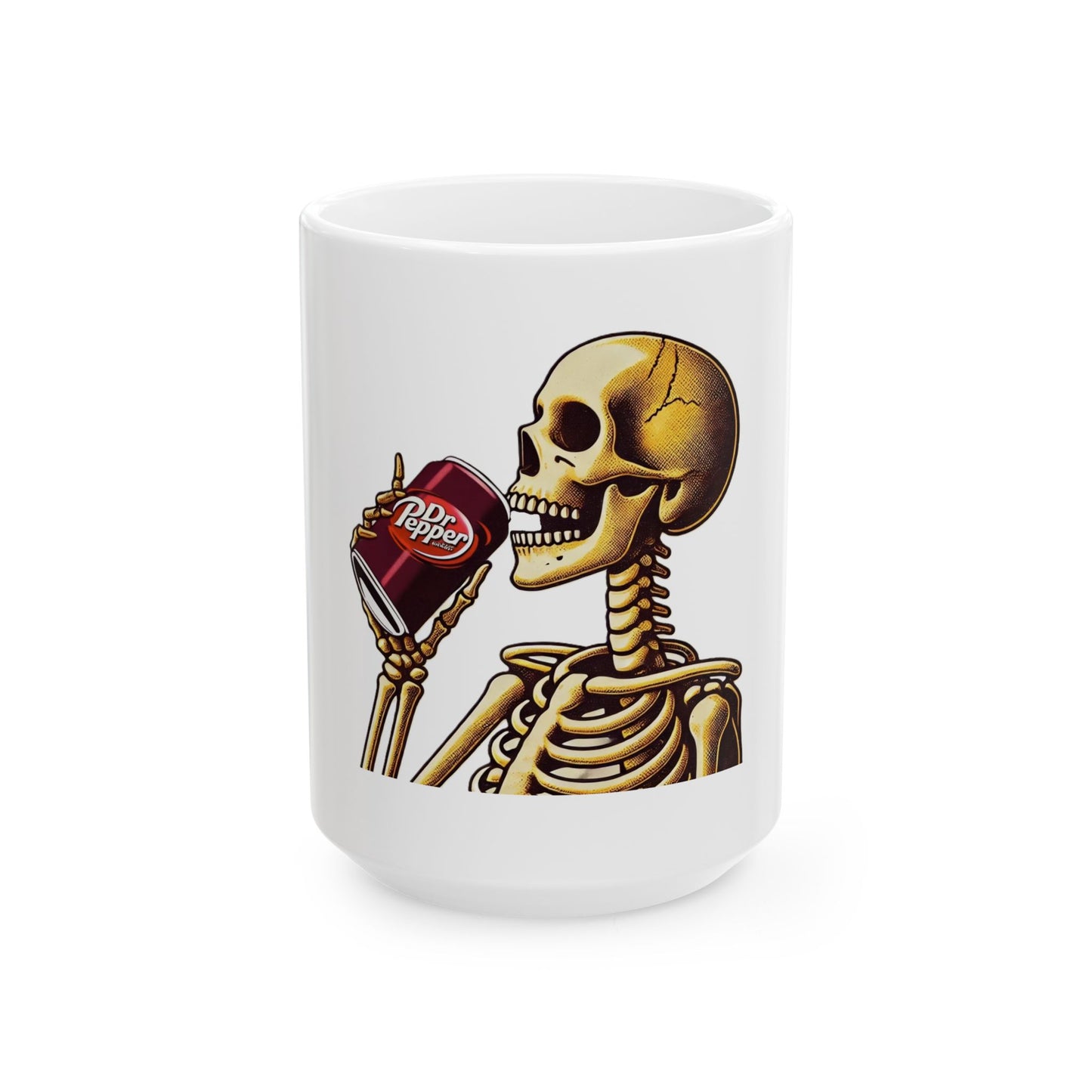 Skeleton Drinking A Dr Pepper Ceramic Mug 11oz or 15oz