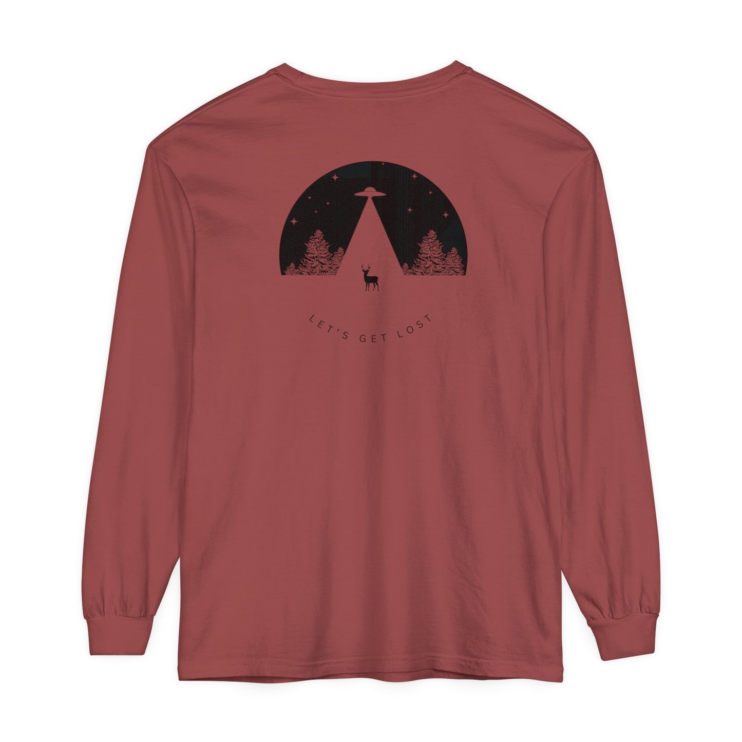 Adult Long Sleeve Tee Let's Get Lost UFO In The Woods in Comfort Colors