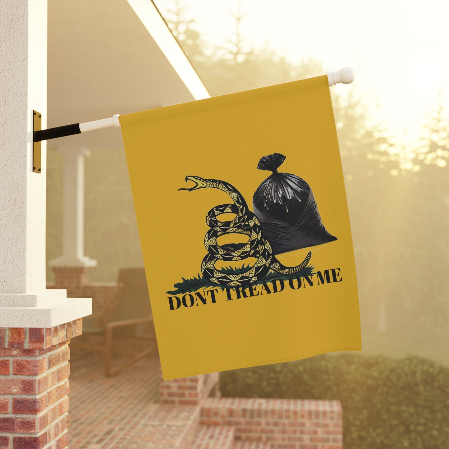 Don't Tread On Me Garbage Bag Gadsden Flag, Patriotic Outdoor House Sign, Liberty Flag Pennant, USA Yard Art