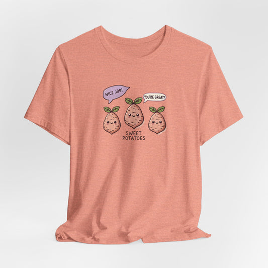 Cute Funny Sweet Potatoes Being Sweet T-Shirt, Vegetable Pun Tee, Food Lover Gift, Gardening Shirt, Farmer Top, Unisex Jersey Short Sleeve Tee