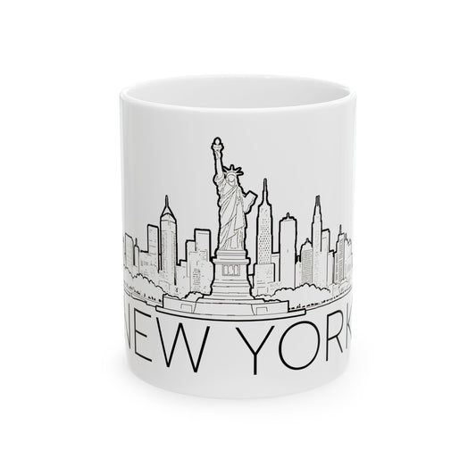 Vintage New York City Skyline Outline Ceramic Mug