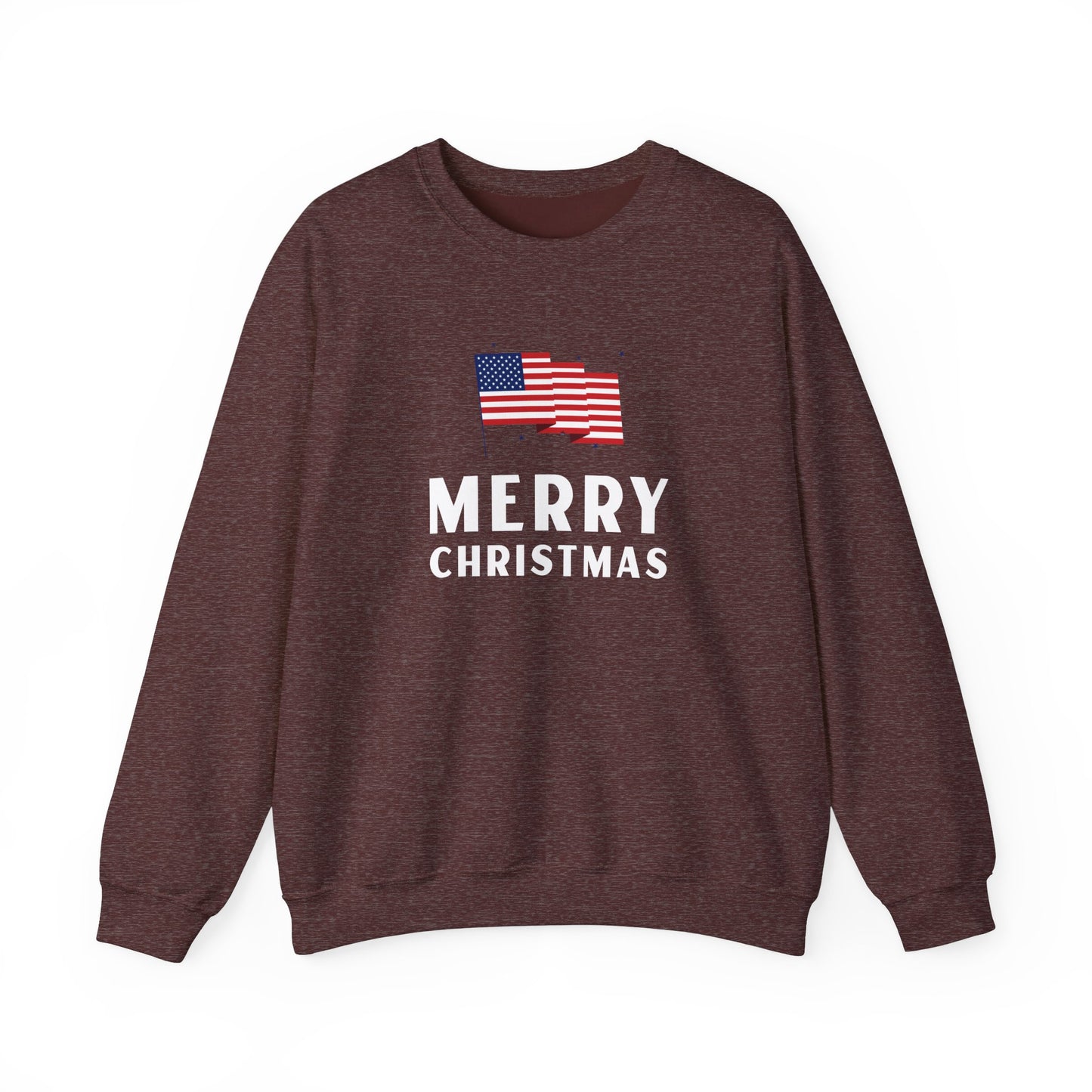 Adult Sweatshirt Merry Christmas American Flag