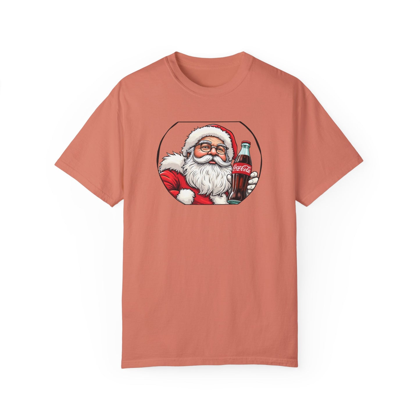 Adult Short Sleeve Tee Christmas Santa Drinking a Coke