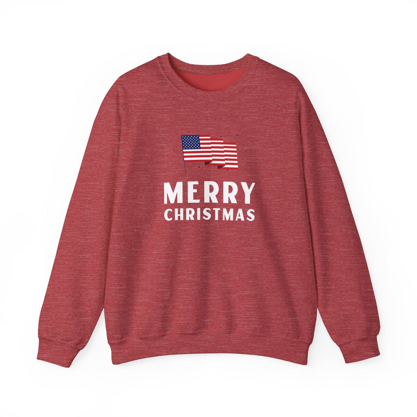 Adult Sweatshirt Merry Christmas American Flag