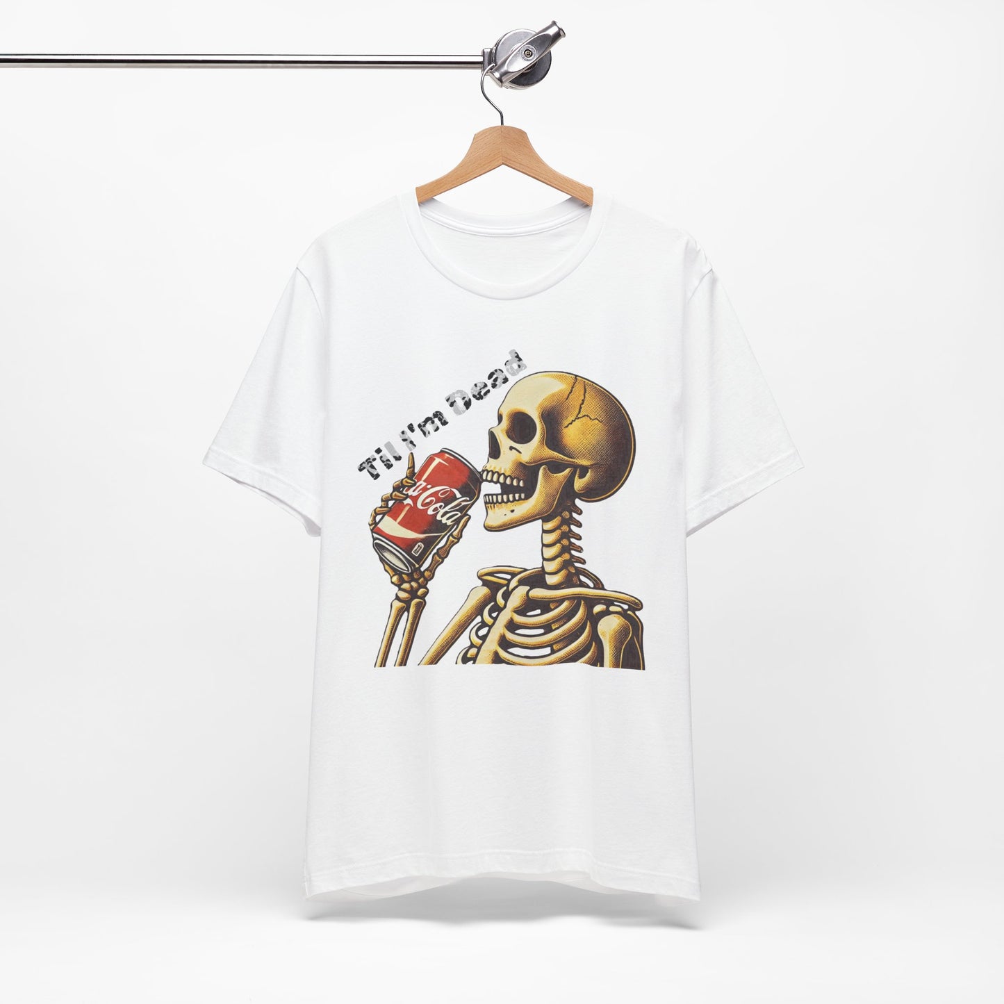 Skeleton Drinking a Coke Halloween TShirt, Funny Unisex Tee, Spooky Til I'm Dead Shirt, Costume Party Top, Scary Graphic Apparel