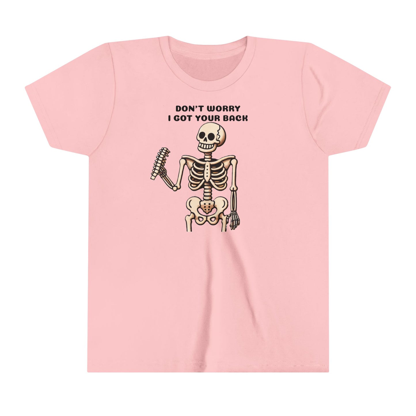 Funny Skeleton Don't Worry I Got Your Back Youth Tee, Kids
 Skeleton Graphic Halloween Shirt