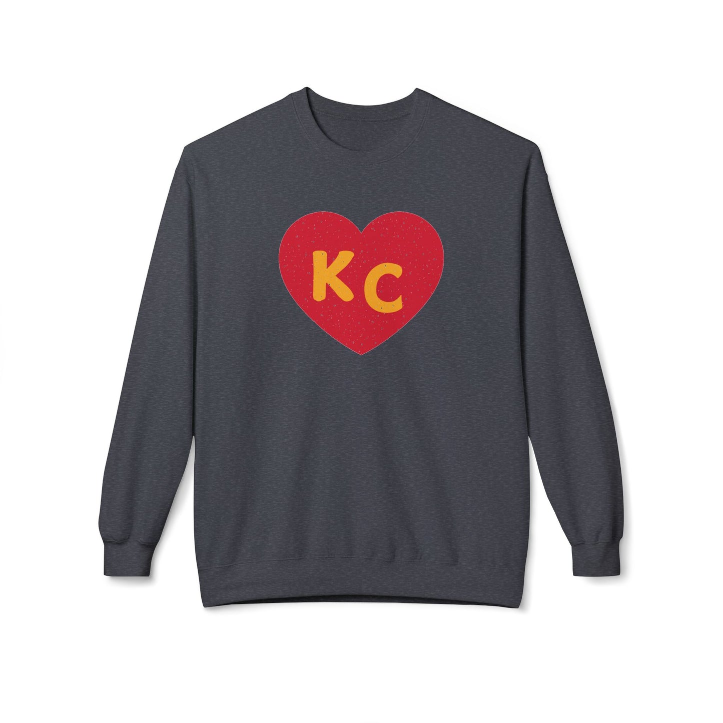 Vintage I Heart Kansas City Red And Yellow Midweight Softstyle Fleece Crewneck KC Sweatshirt