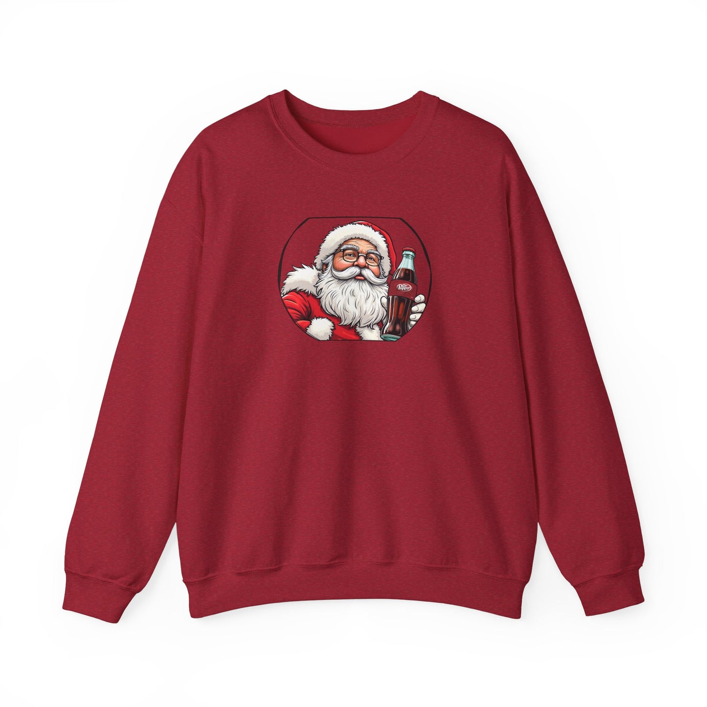 Adult Sweatshirt Christmas Santa Drinking A Dr. Pepper