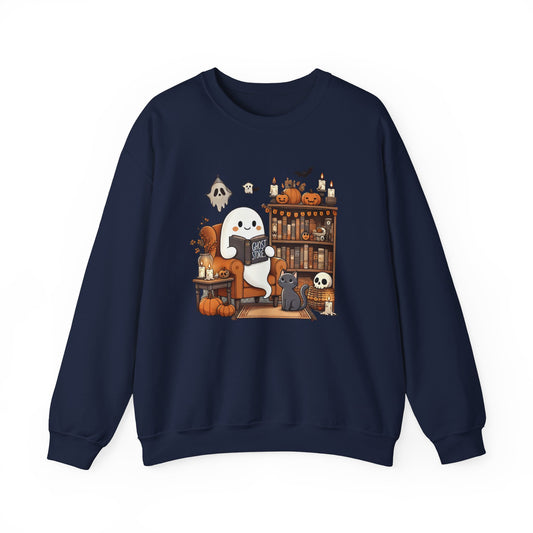 Ghost Reading Ghost Stories Halloween Sweatshirt