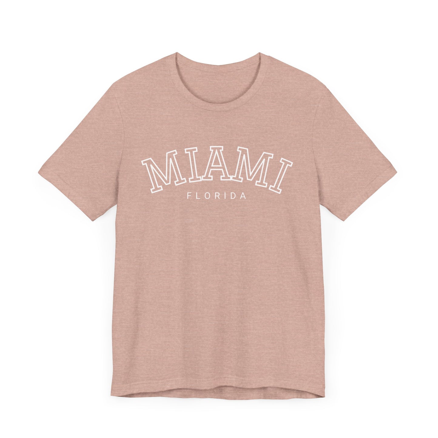 Vintage Miami Florida Graphic Tee, Unisex Jersey Short Sleeve T-Shirt, Letter Print Tops, Retro Souvenir Shirt, Beach Vacation Clothing